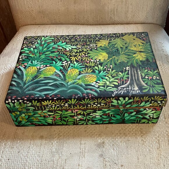 Haiti Hand Painted Signed Wood Box